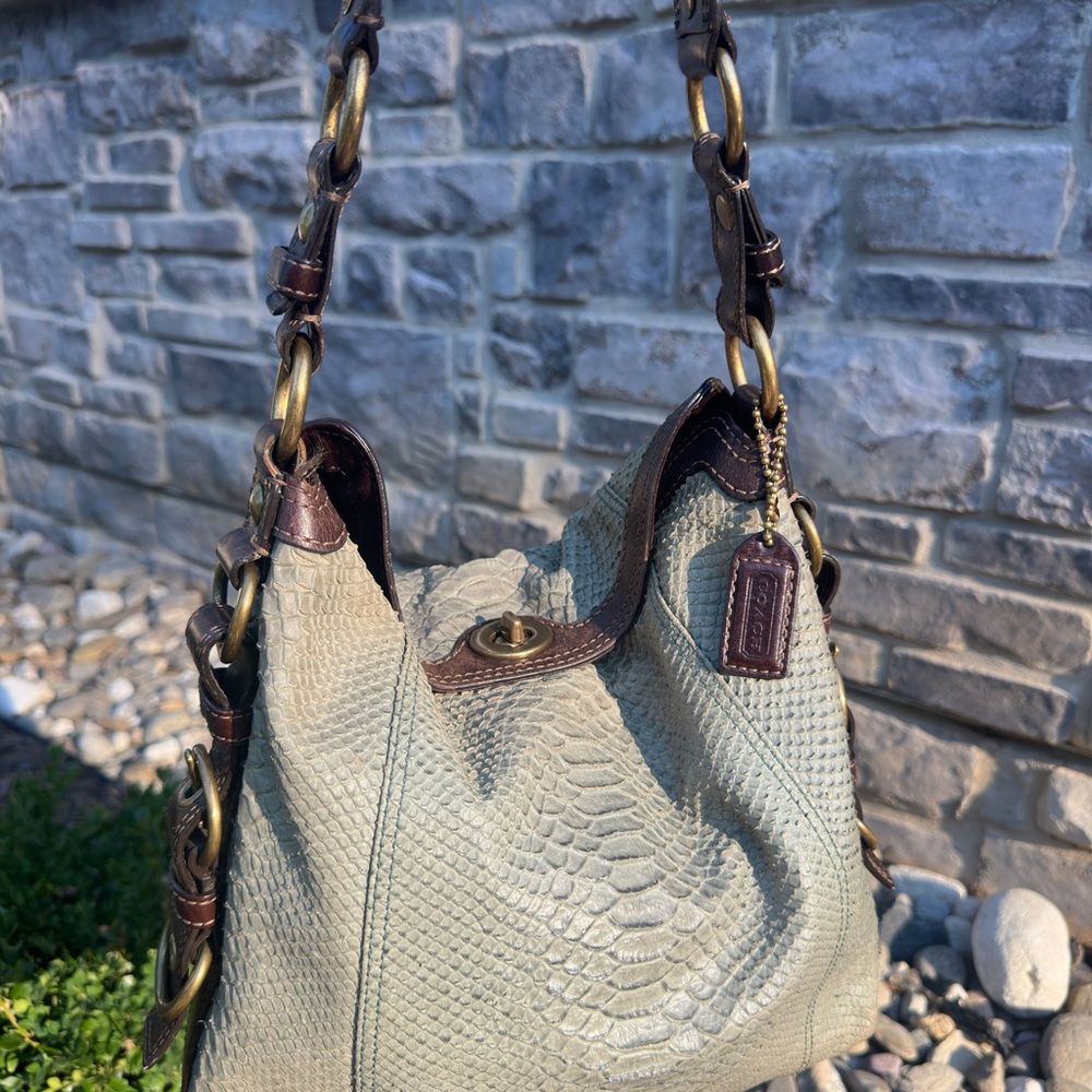 Coach python print aqua Shoulder Bag